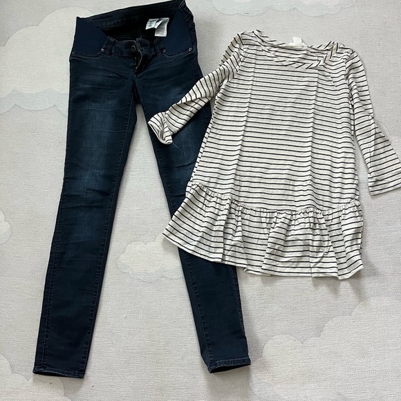 H&M Mama Linen Maternity Top – Striped, Size XS - Picture 4 of 5